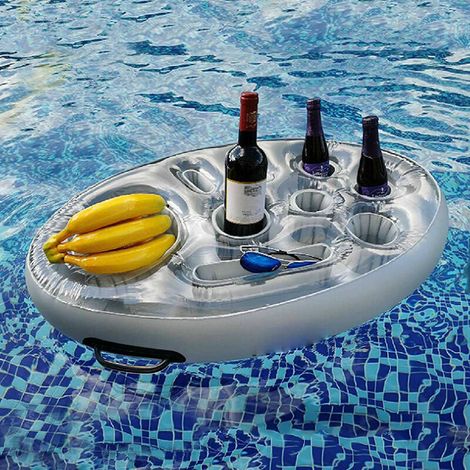 Floating Pool Bar, 8 Holes Pool Floating Bar, Inflatable Drink Holders, Inflatable Floating Bar Tray, Spa Floating Bar, Portable (1/5)