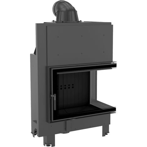 Kamineinsatz aus Stahl KRATKI MBA rechts 17 kW Ø 200 gebogenes Glas schwarz Verkleidung (1/5)