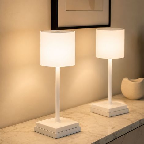 2x Lampada da tavolo a LED Lampada da tavolo Stazione di ricarica Lampada da studio Touch dimmer H 32cm (1/5)
