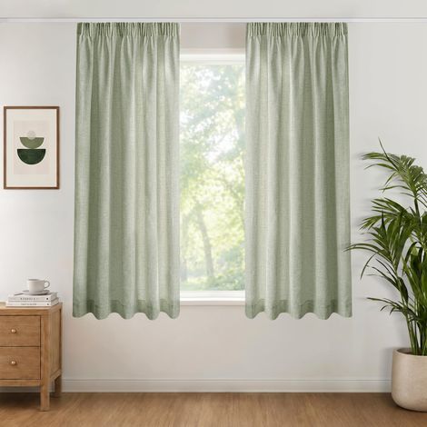 Rideaux Effet Lin Semi-Transparents 140x160 cm Lot de 2,Vert Sauge (1/5)