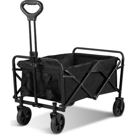Randaco Bollerwagen Faltbar, Für Camping Einkaufen, Belastbar Bis 80kg, Handwagen, Faltwagen 360 ° Drehbar 2 Netztaschen klappbarer bollerwagen