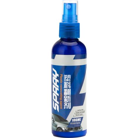 Liquide de restauration plastique intérieur auto - Agent de rénovation pour tableau de bord, panneaux de porte, volant et pare-chocs - Spray de retouche plastique (1/2)