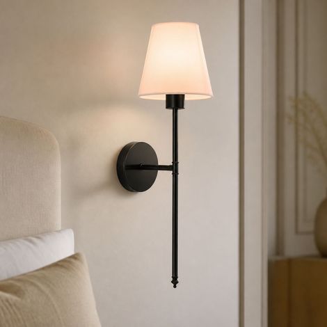 Applique murale LED sans fil télécommandée, RGB 16 couleurs, dimmable, rechargeable USB-C, fer et tissu, doré/noir, moderne (1/4)
