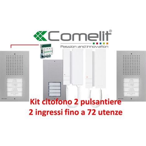 KIT CITOFONO BIFAMILIARE COMELIT 2 FILI KCA2061 DOPPIA PULSANTIERA 2 INGRESSI