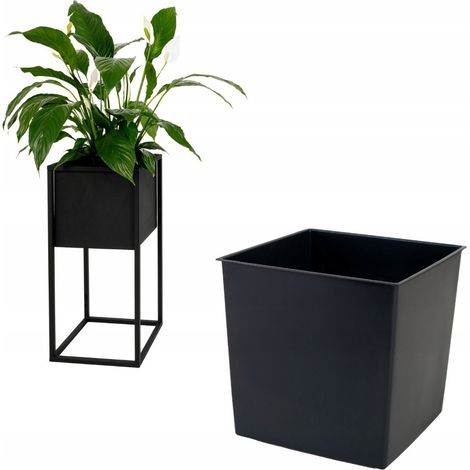 Schwarzer Kunststoff-Blumentopfeinsatz im Loft-Stil, moderner Blumentopf, 25 x 25 x 23,5