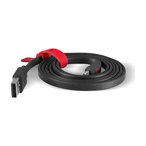 Crosscall – Câble charge rapide USB C 3A – Blindage contre interférences – Connecteur réversible – Câble plat avec attache silicone