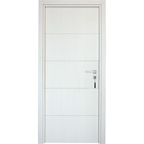 Bloc-porte pose fin de chantier collection PREMIUM Seymour, H.204 x l.83 cm, aspect chêne blanc, réversible