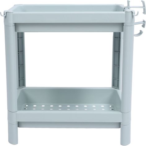 Étagère de rangement au sol pour salle de bain, étagère ouverte, étagère d'angle autoportante, étagère de rangement bleue nordique à 2 niveaux (1/5)