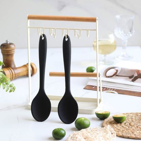 Lot de 2 cuillères à mélanger antiadhésives en silicone, résistantes à la chaleur jusqu'à 480 °F (1/5)