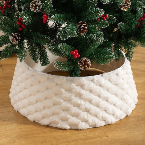 Jupe/rideau de sapin de Noël neuf, décor de base de sapin 3D à sequins imprimés de façon créative, accessoire de décoration, style damier, bordure blanche, petite taille 406020 cm