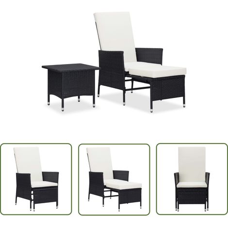 Salon de jardin 2 pcs - Canapé de jardin - Ensembles de Meubles d'exterieur - avec coussins Résine tressée Noir Chic-745764 (1/5)