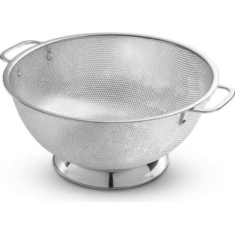 Panier égouttoir de cuisine - Passoire de 5 litres en acier inoxydable avec poignée - Bol égouttoir à pâtes 18/8 (1/5)