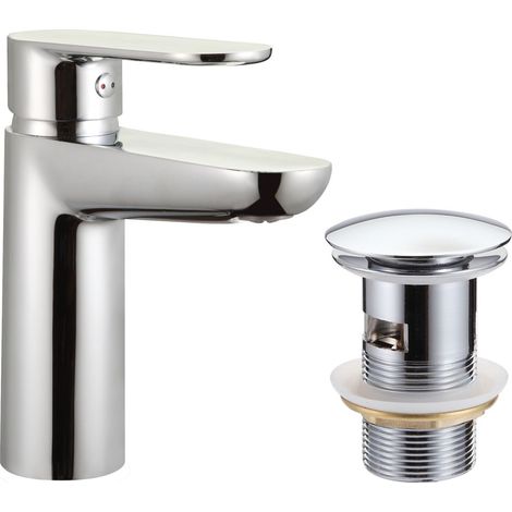 Primaster Waschtischarmatur Prag chrom mit Ablaufgarnitur Wasserhahn (1/3)