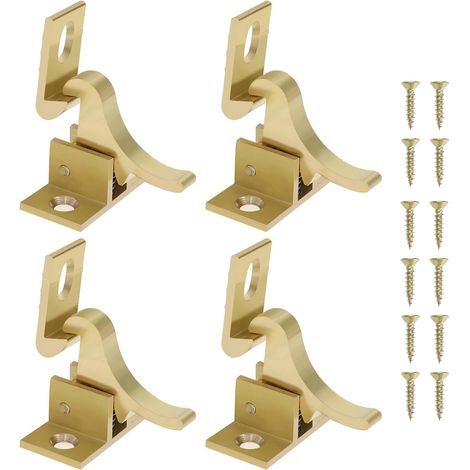 Set of 4 pure brass bird catches with screws for windows, elbows, small bird catches, accessories for cabinets and cupboards (1/5)