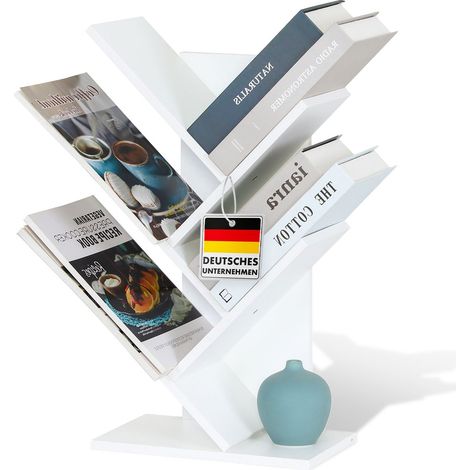 Bücherregal Louisiana Baumförmiges Standregal Weiß, 5 Etagen, 30 x 17.2 x 51 cm
