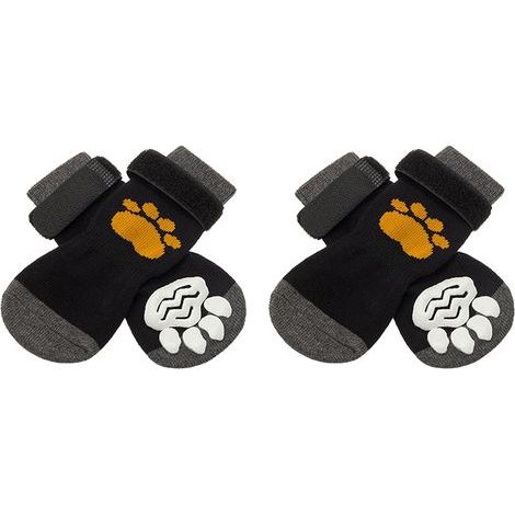 Lntyq 4 Pcs Chaussettes Anti-Dérapantes Chien Chat，réglables pour Chien Chaussettes，Protège Les Pattes de l’Animal et Les sols intérieurs,Convient pour Les Petits ou Gros Chiens et Chats ( Noir,6.615. (1/5)
