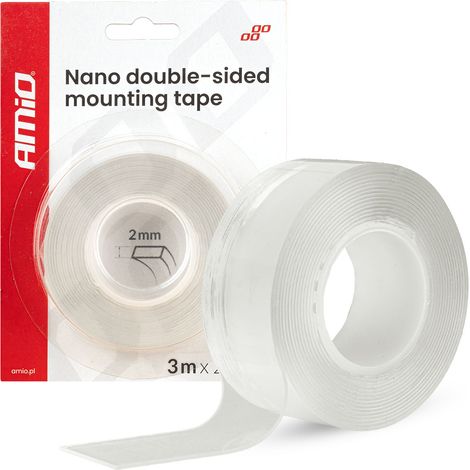Ruban adhésif double face réutilisable pour nano-fixation 20 mm x 3 m x 1 mm amio-04847 (1/5)