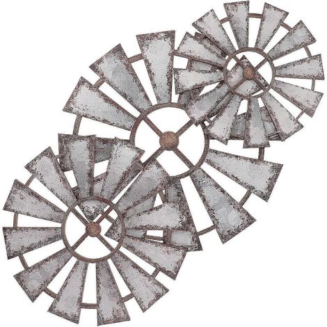 Ensemble de 6 suspensions murales rustiques en bois, style ferme, décor moulin à vent vintage pour salon (20-30 cm). (1/5)