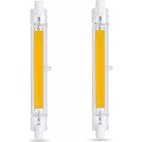 Lot de 2 ampoules LED R7S 118 mm 10W, blanc chaud 3000K, 1000 lm, non dimmable – DELKEVIC