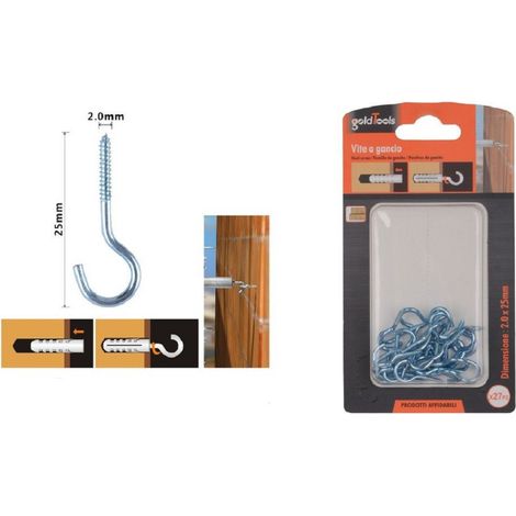 Kaela - Set 27 Pezzi Viti Vite A Gancio Ganci 2 X 25 Mm Con Filettatura Per Legno 90735 - (1/2)