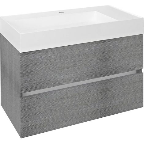 Meuble sous-vasque ODETTA 82x50x43,5cm, chêne argenté (1/5)