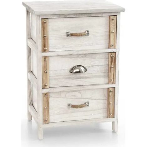 Rustikale kommode aus massivem holz mit 3 schubladen, 40 x 29 x 58 cm, shabby chic design
