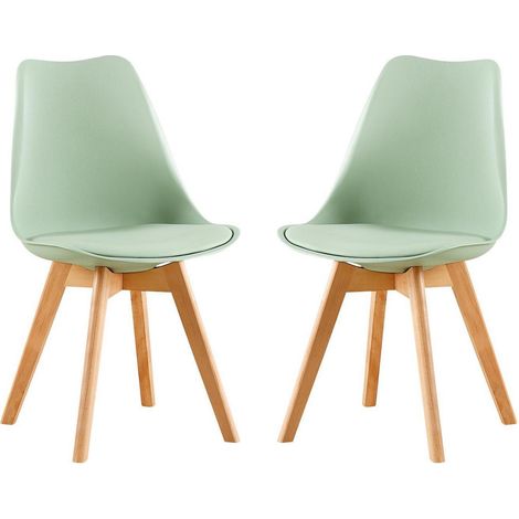 2er Set Esszimmerstühle Skandinavisch mit Massivholzbeinen, Eiscreme-Grün (1/5)