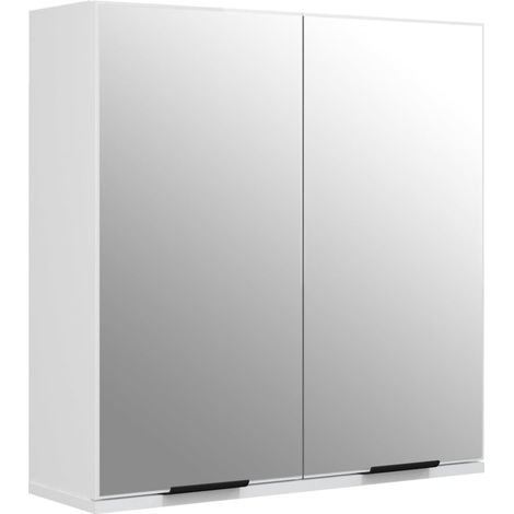 vidaXL Armadietto a Specchio da Bagno Bianco Lucido 64x20x67 cm (1/5)