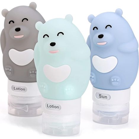 Set mit 3 niedlichen 80-ml-Silikon-Reiseflaschen für Flüssigkeiten – Weiche Silikonschläuche