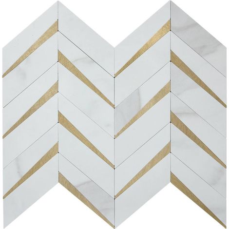 Lot de 2 Crédences Murales Chevrons "Mina" 31x31cm Blanc (1/3)