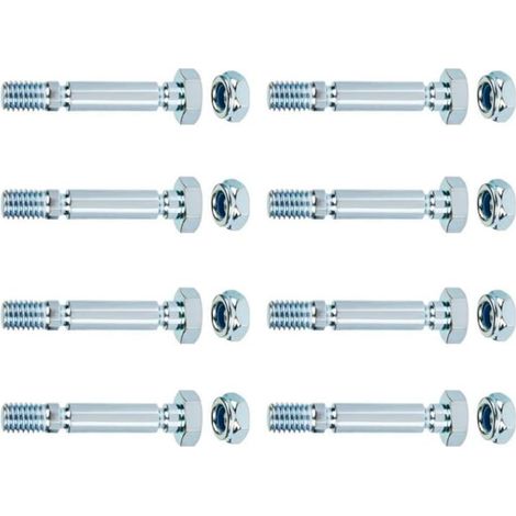 Lot de 8 goupilles de cisaillement pour souffleuse à neige Powersmart modèles à deux étapes 303160355P - Kit de boulons et écrous de rechange pour entretien d'hiver - 43,3 mm - Métal argenté (1/5)