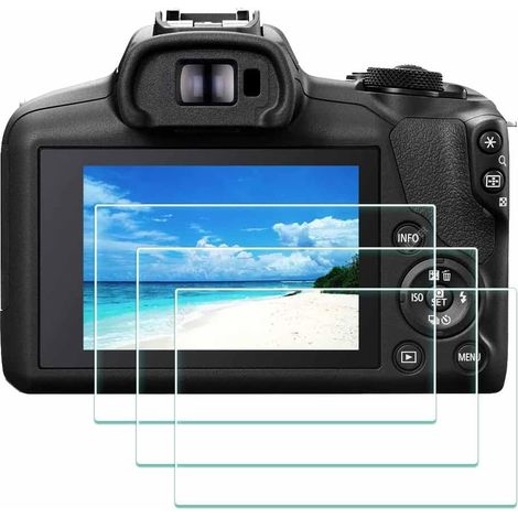 Protectores de pantalla para Canon EOS R50 V R50V EOS R100 EOSR100 - Paquete de 3, vidrio templado 9H, protección de borde a borde, antiarañazos, antihuellas y antiburbujas.