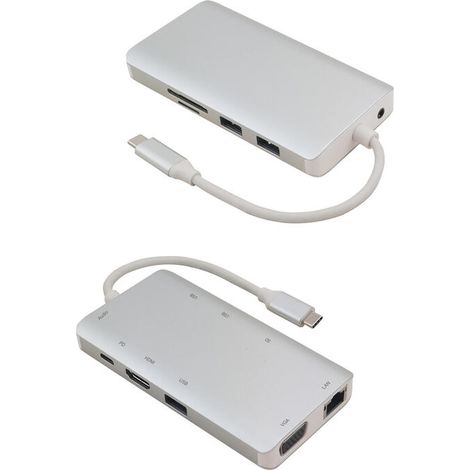 Helos dockingstation, usb 3.1 tipo-c st./hdmi/vga/usb/lan/audio/sd, premium