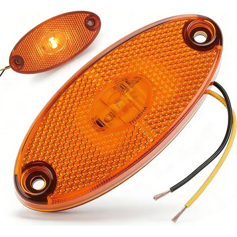 Feu de Gabarit Remorque Universel LED 12V, Feux de Gabarit pour Remorque et Camping-Car, Lampe de Signalisation Jaune Résistante et Étanche, Accessoire Sécurité Facile à Installer (1/5)