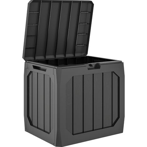Coffre de rangement extérieur 121 L en plastique noir, facile à déplacer, avec poignées et fermeture cadenassable pour jardin, terrasse ou balcon  CHICFURN (1/5)