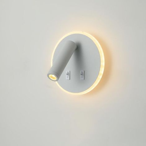 Lampe de lecture LED avec deux interrupteurs, réglable, lampe de chevet rotative à 350°/90°, adaptée à la chambre à coucher. (1/5)