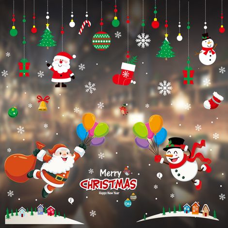 4 types of Christmas window stickers, decorative Christmas window stickers, removable and reusable PVC window stickers for Christmas home decoration (shipping soon) (1/4)