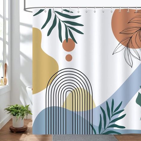 Anti Schimmel Duschvorhang Dekorativer Duschvorhang Geometrische Muster Hochwertiger, wasserdichter Duschvorhang Raumteiler Polyester 180 x 180 c (1/5)