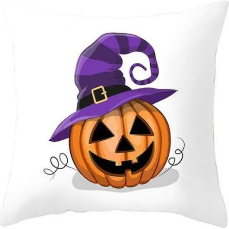 Housse de Coussin - - Halloween Chouette - 45x45 cm - Violet - Synthétique (1/3)