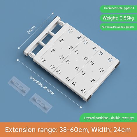 1 separador de estante de almacenamiento extensible (24 cm, 3860 cm), estante ajustable, armarios telescópicos, organizador de armario, estante de almacenamiento (1/5)