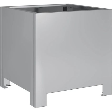 Macetero bancal elevado plantas flores terraza jardín 30 x 30 x 30 cm acero galvanizado Plata 020037490