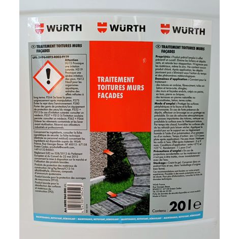 Traitement de toitures, murs et façades, antimousse – Wurth (1/3)