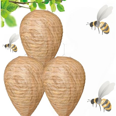 3 nids de guêpes artificiels - Répulsifs naturels contre les abeilles, ruches artificielles suspendues pour l'extérieur (1/5)