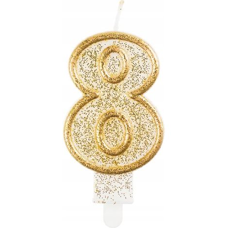 Bougie B&C numéro « 8 », contour doré, 1 paquet (1/2)