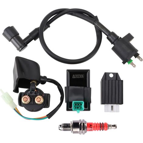 Kompatibel mit 50-125cc Quads/Geländefahrzeugen/Karts: Reparatur- und Upgrade-Kit inklusive universeller CDI-Zündung, Hochspannungstransformator und Regler. (1/4)