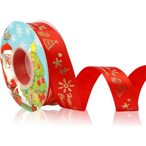 Ruban Cadeau Emballage,2.5Cm×23M,Ruban Rouge,Ruban Satin,Ruban Cadeau Emballage,Ruban Cadeau,Ruban Sapin,Ruban Porte,Gros Ruban Cadeau (1/5)