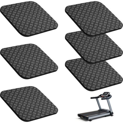 Lot de 6 Tapis de Course Antidérapant Double Face, 10x10x0,5cm Coussinet Anti-Vibration en PU, Tapis en Caoutchouc d'Extérieur pour Vélo d'Appartement, Fitness, Machine à Laver et Mahjong, Noir (1/5)