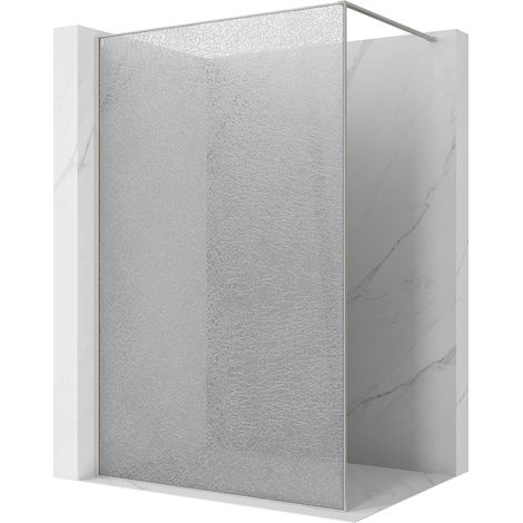 Mexen Kioto Duschwand Walk-in 90 x 200 cm, Crackle transparent 12 mm, gebürsteter Nickel - 800-090-101-97-04-X (1/5)