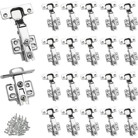 Lot de 20 Charnières 110 Degrés Acier Nickelé Soft Close pour Armoires Cuisine (1/5)