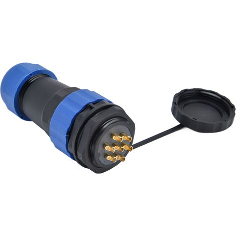 Connecteur aéronautique étanche SP28 IP68 avec écrou de blocage, fiche et prise soudées 380 V 25 A 7 broches (1/5)